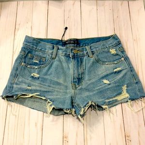 Nasty Gal Crop Denim Shorts Distressed 5 pocket